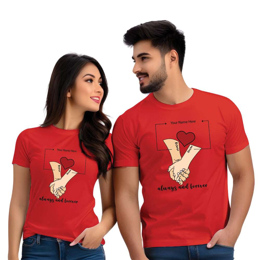 Always & Forever Half Sleeve Printed Couple T-shirt