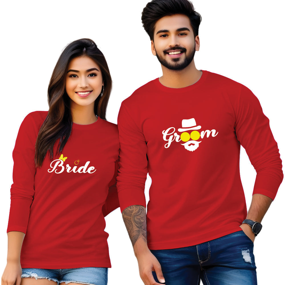 Bride Groom Printed Couple T Shirt