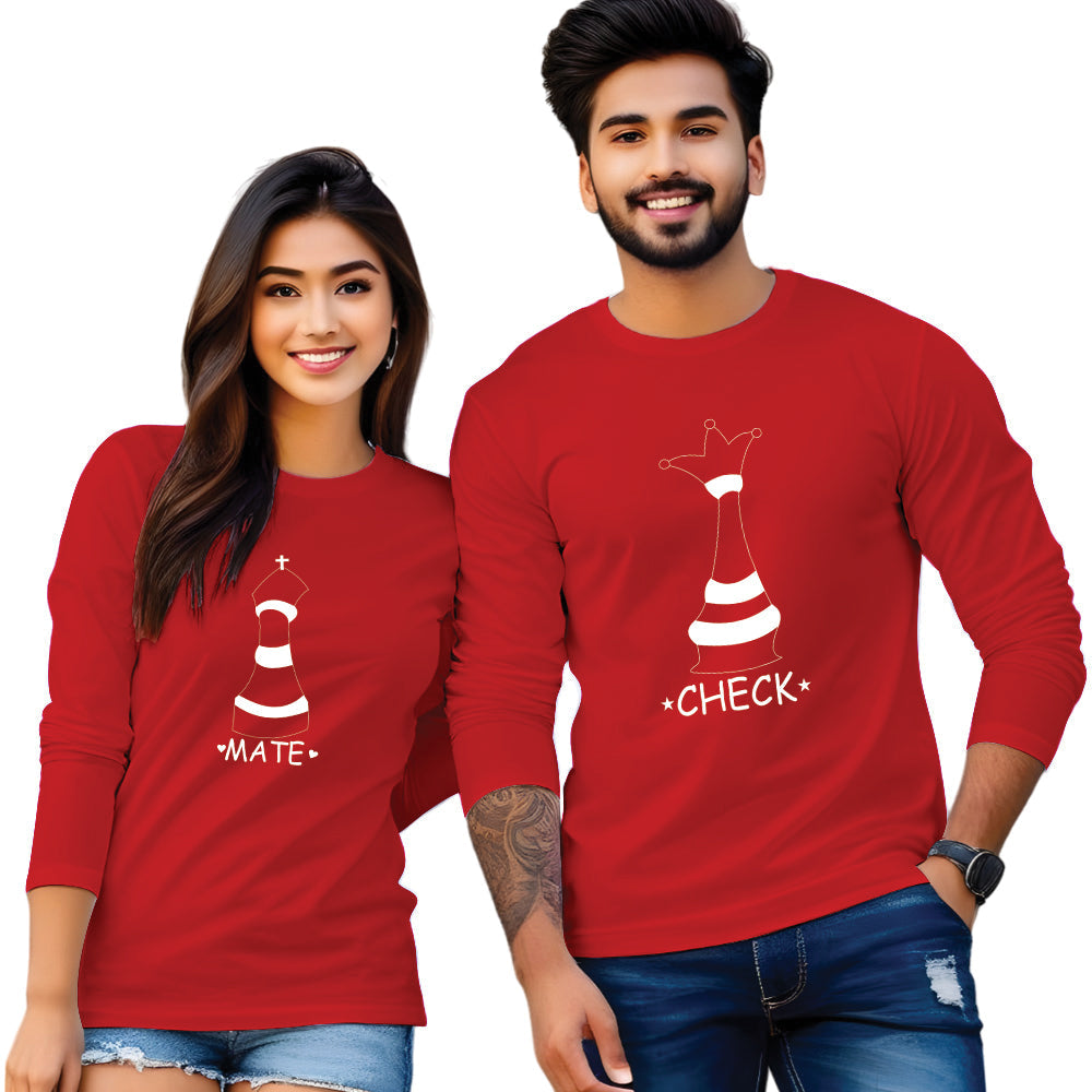 Checkmate Printed Couple T-Shirt
