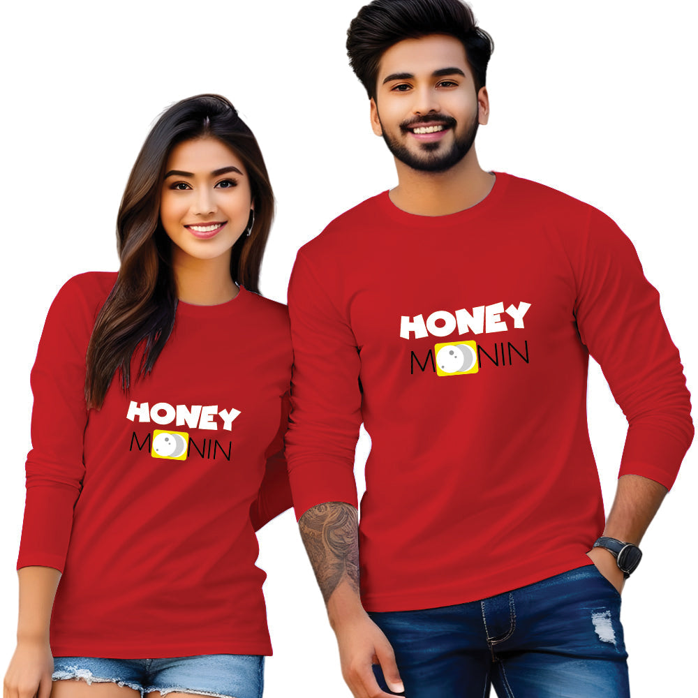 Honey Moon Full Sleeve Couple T Shirt