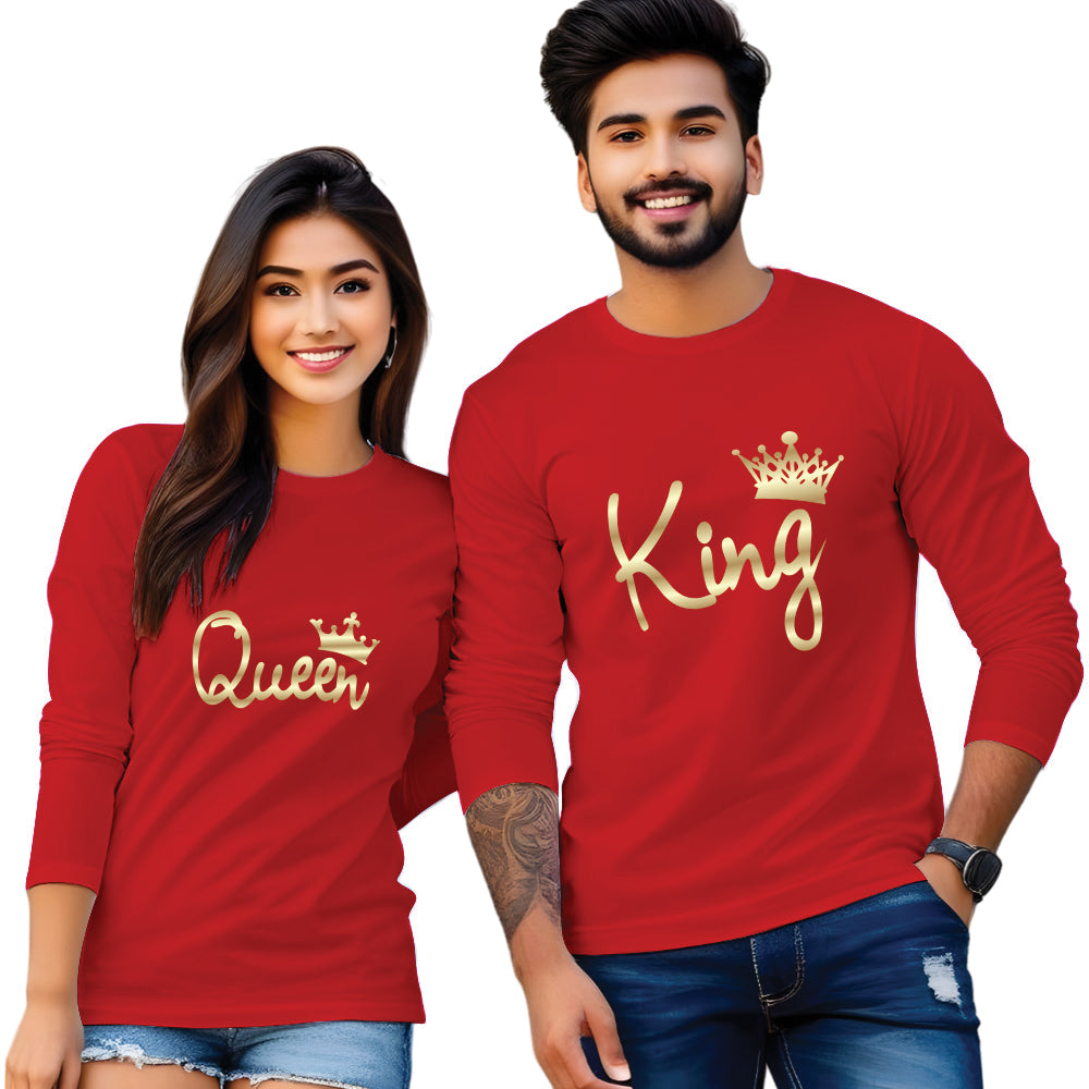 King & Queen Full Sleeve Couple T Shirt