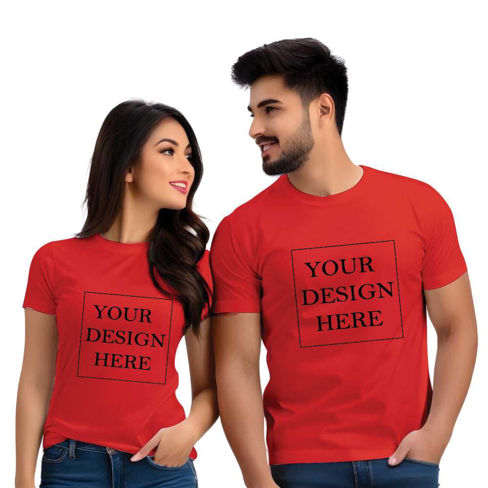 Your Design Here Print Couple T Shirt