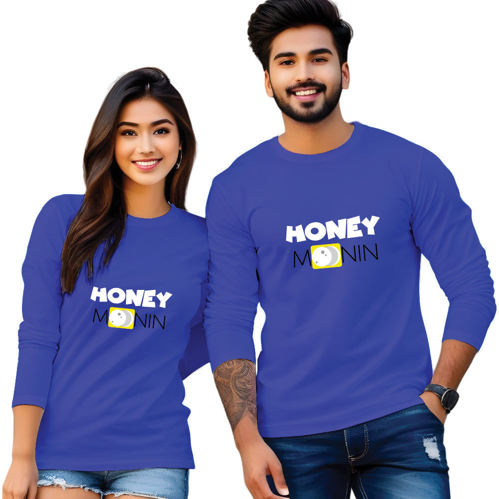 Honey Moon Full Sleeve Couple T Shirt