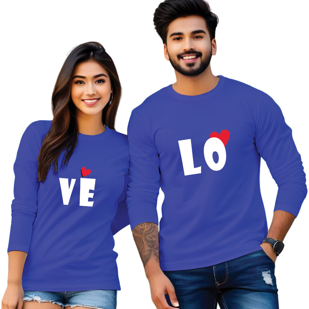 Full Sleeve Love Print Couple T Shirt