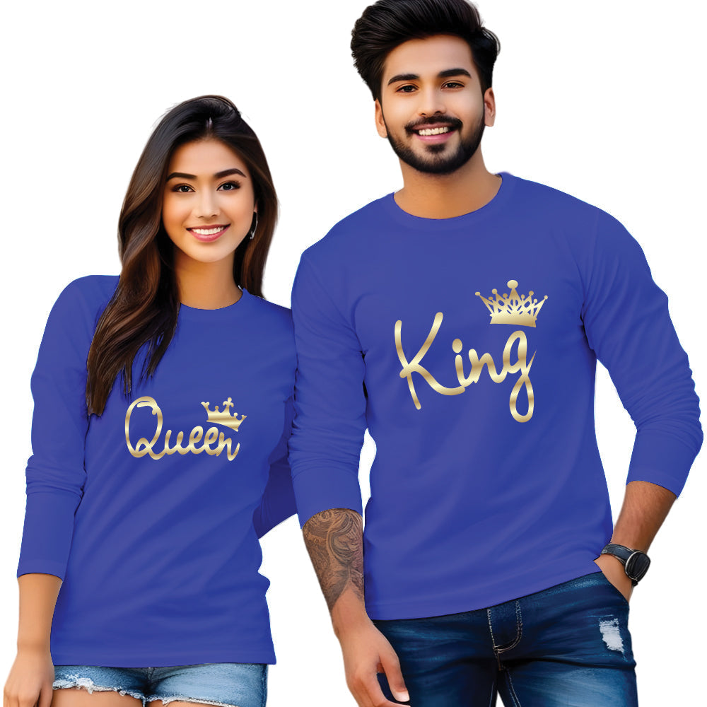 King & Queen Full Sleeve Couple T Shirt