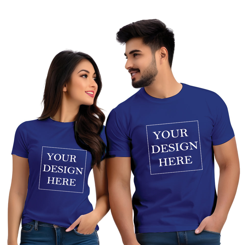 Your Design Here Print Couple T Shirt