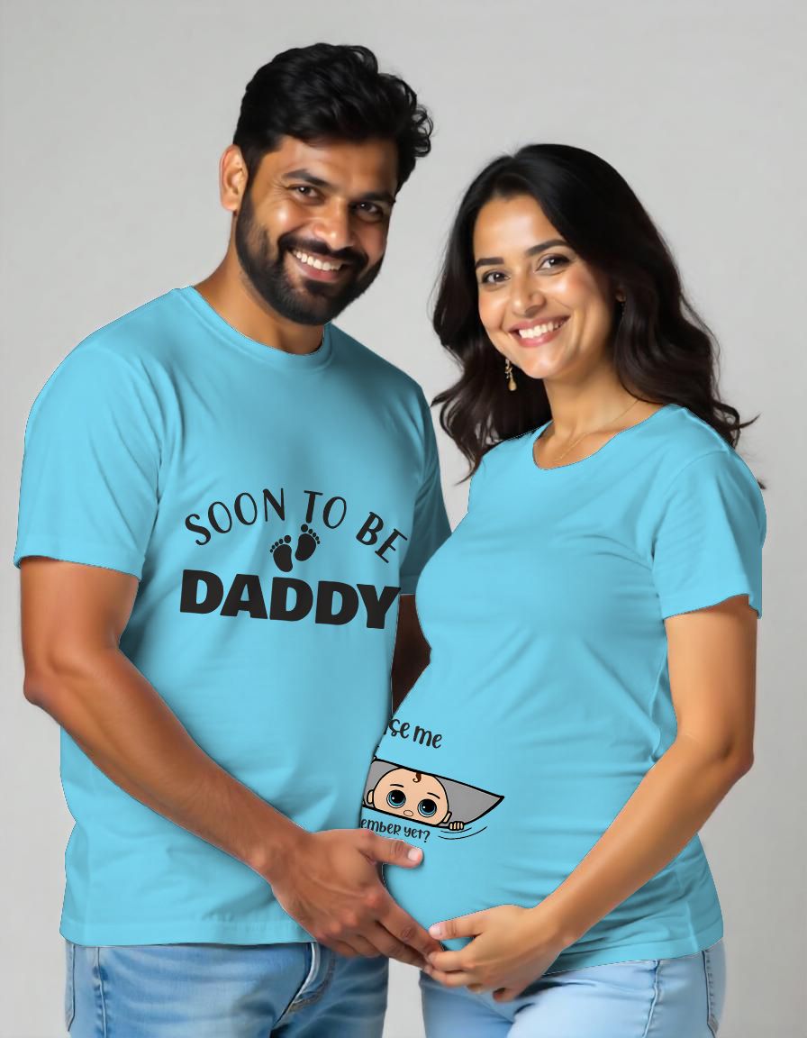 Soon to be Dad and Excuse Me Is It September Yet Maternity Couple Tshirt