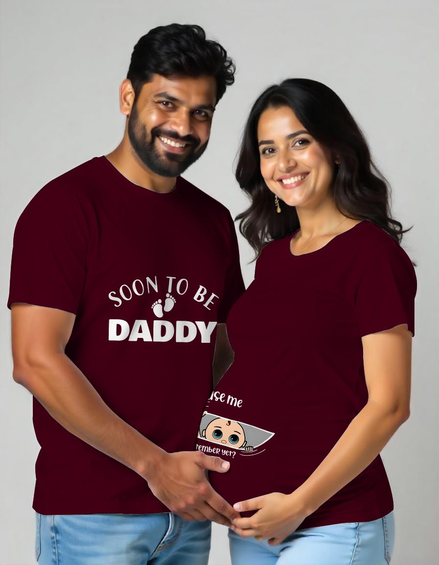 Soon to be Dad and Excuse Me Is It September Yet Maternity Couple Tshirt