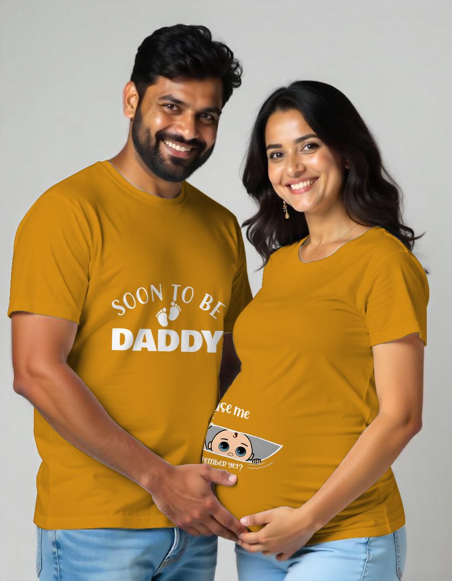 Soon to be Dad and Excuse Me Is It September Yet Maternity Couple Tshirt