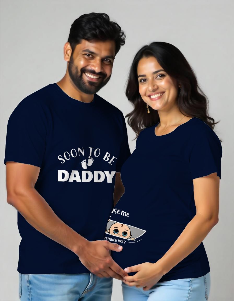 Soon to be Dad and Excuse Me Is It September Yet Maternity Couple Tshirt