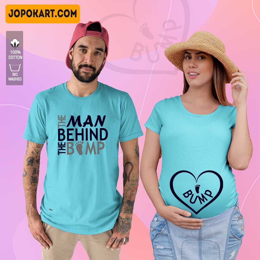Bump-Man Behind the Bump Maternity Couple Tshirts