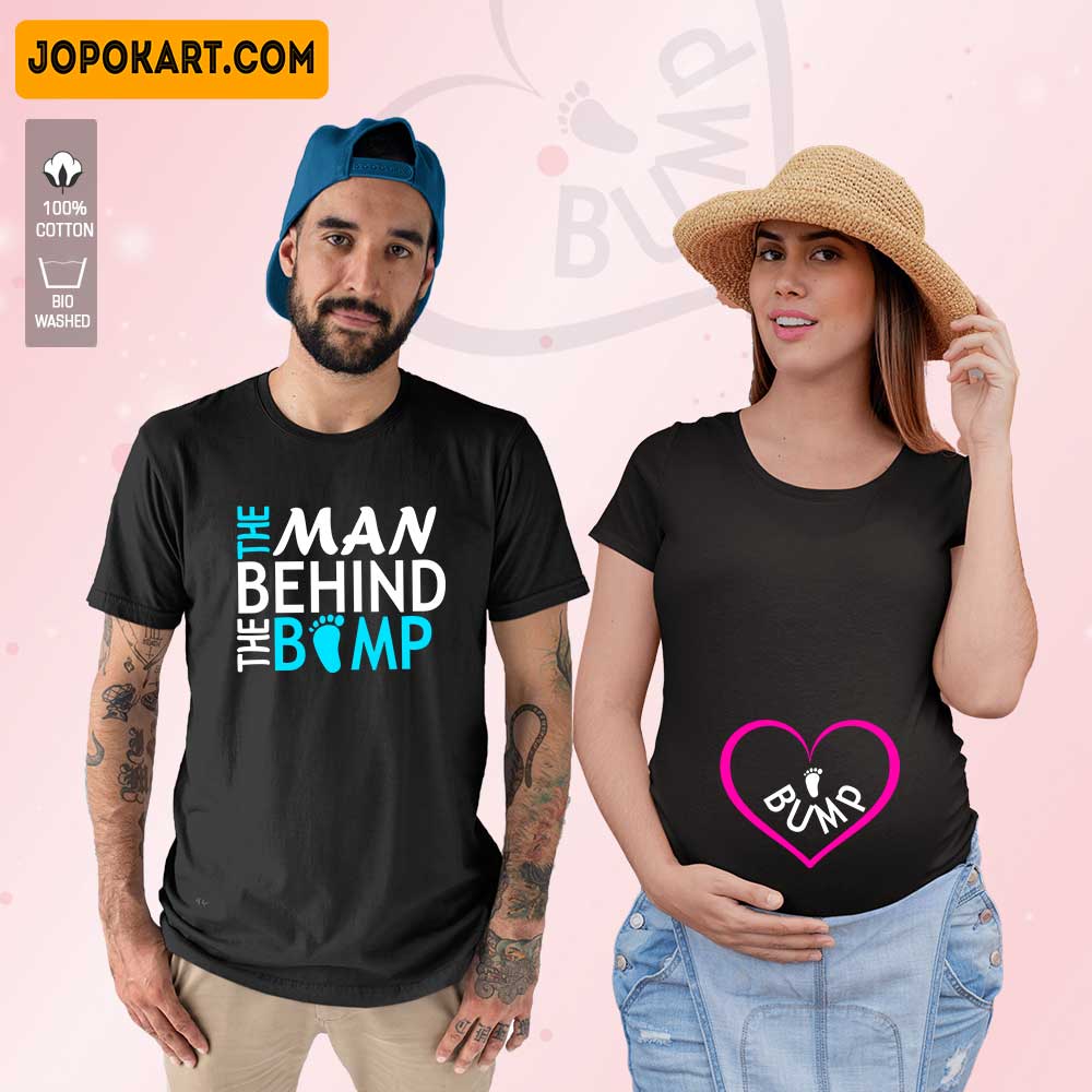 Bump-Man Behind the Bump Maternity Couple Tshirts