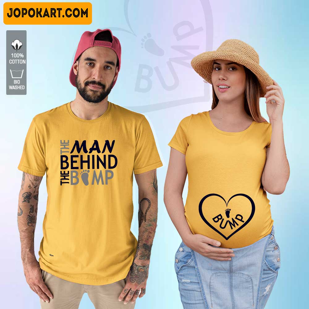 Bump-Man Behind the Bump Maternity Couple Tshirts
