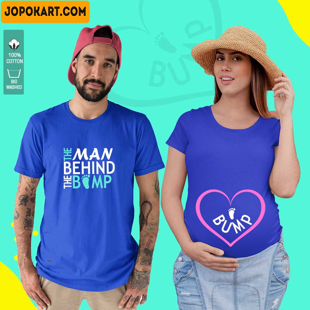 Bump-Man Behind the Bump Maternity Couple Tshirts