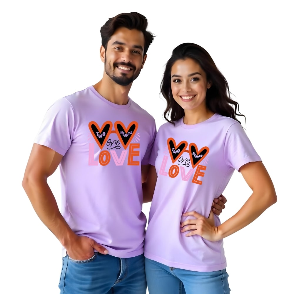 Two Hearts One Love Cute Couple Tshirts