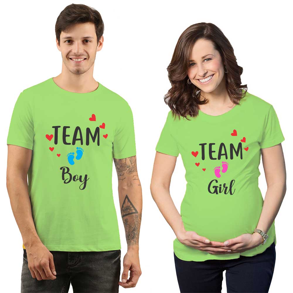 Team Boy & Team Girl Maternity Couple Tshirts