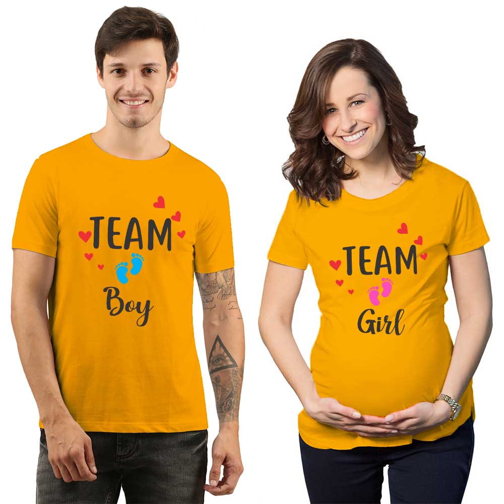 Team Boy & Team Girl Maternity Couple Tshirts