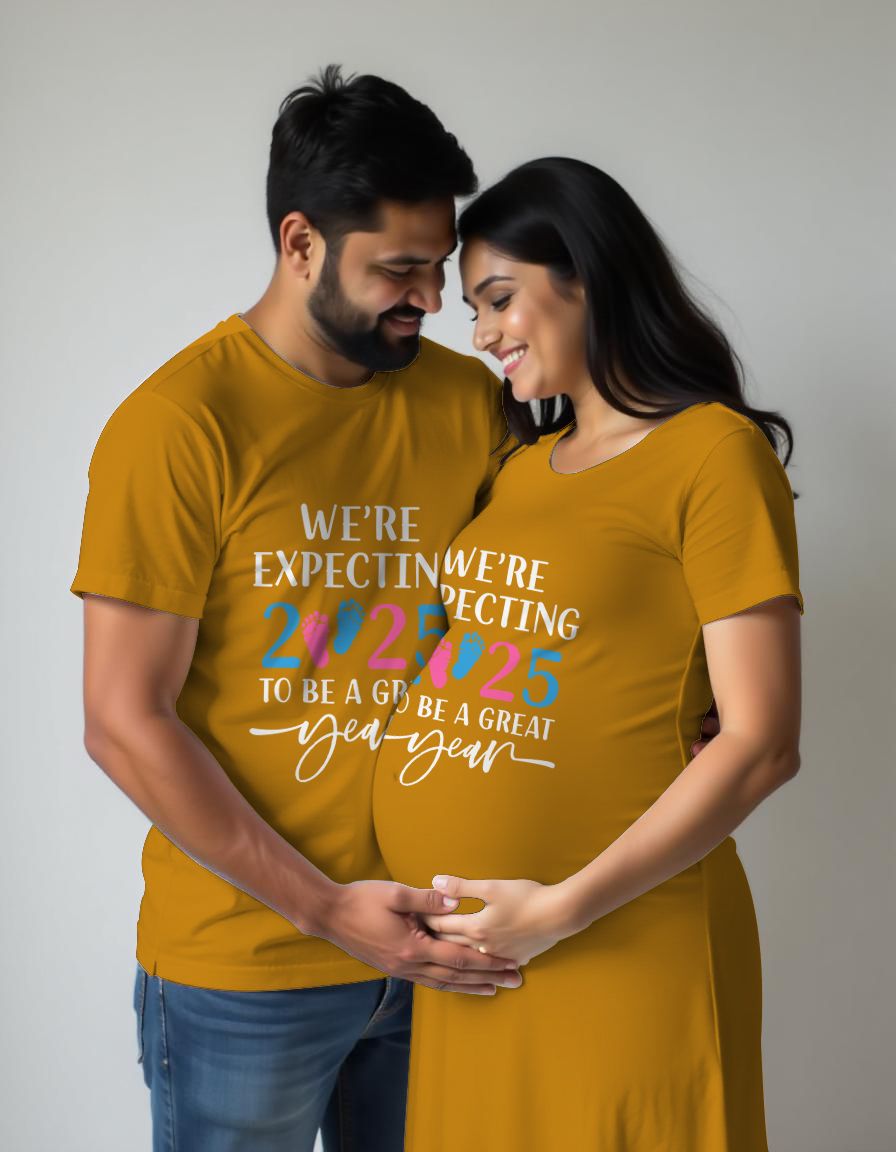 Expecting 2025 Maternity Couple Tshirt and Tshirt Dress