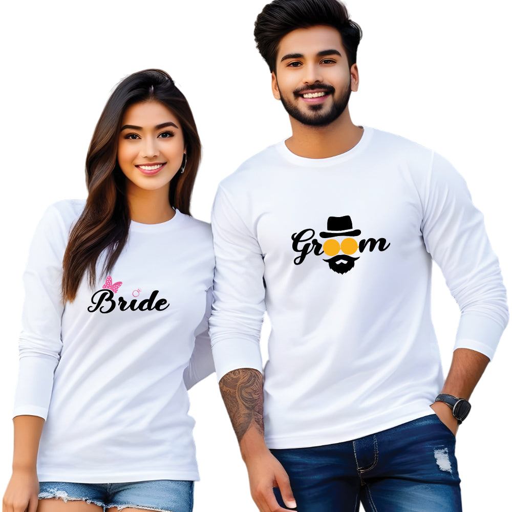 Bride Groom Printed Couple T Shirt