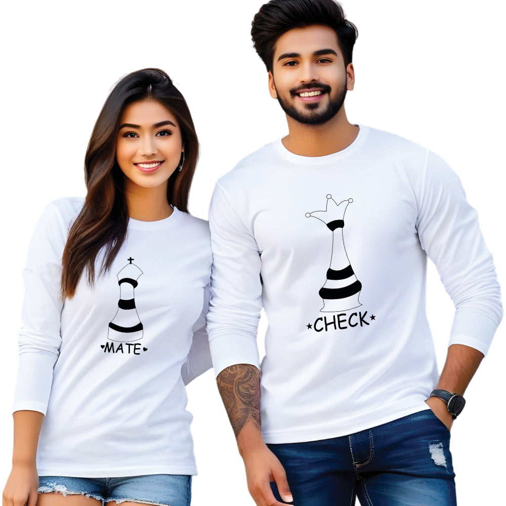 Checkmate Printed Couple T-Shirt