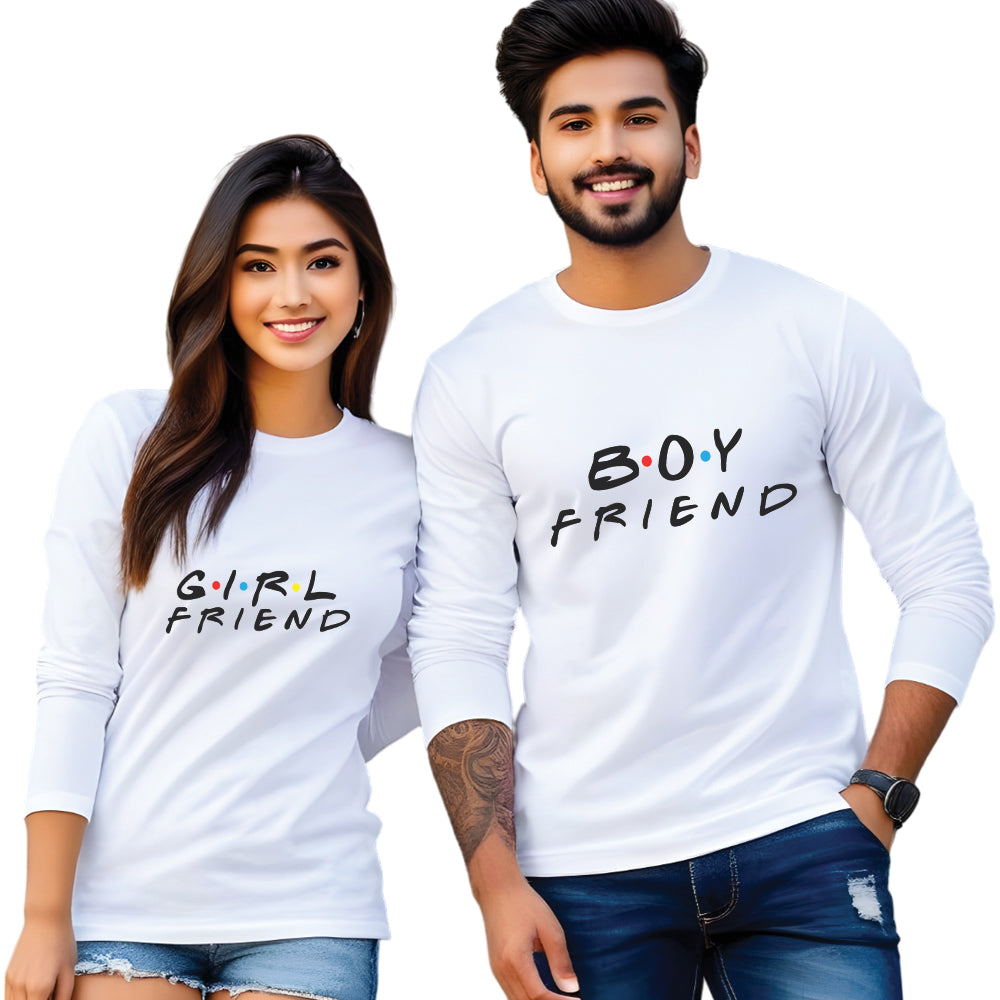Full Sleeve Boy Friend Girl Friend Couple T Shirt