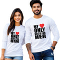 Full Sleeve Beats Printed Couple T Shirt