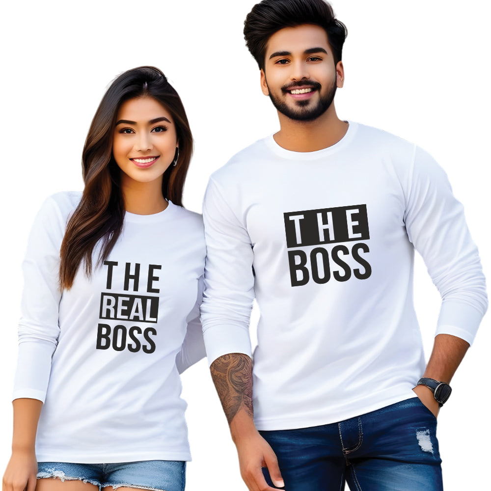 The Real Boss & The Boss full Sleeve Couple T Shirt