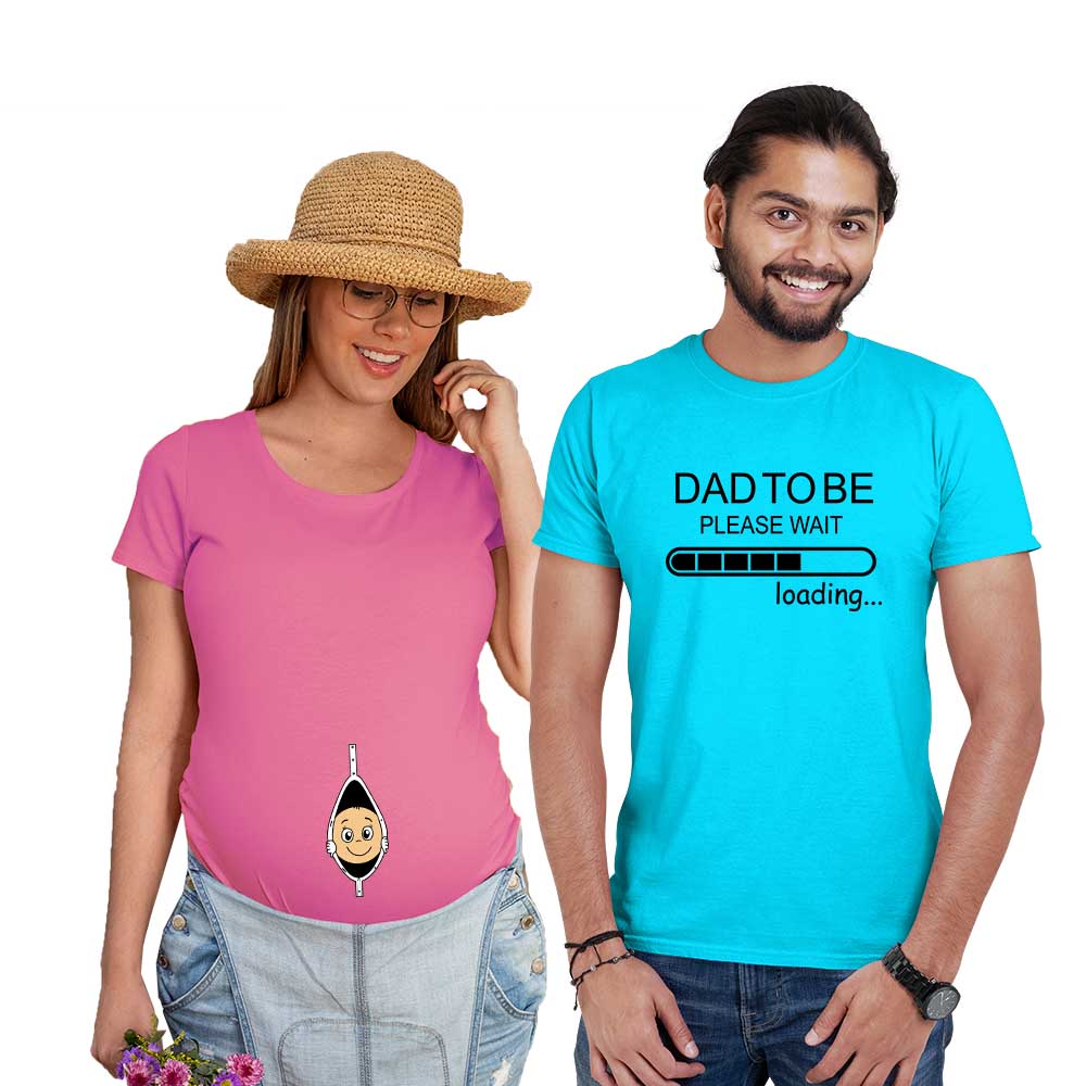 Peek-a-Boo Dad Loading Maternity Couple Tshirts