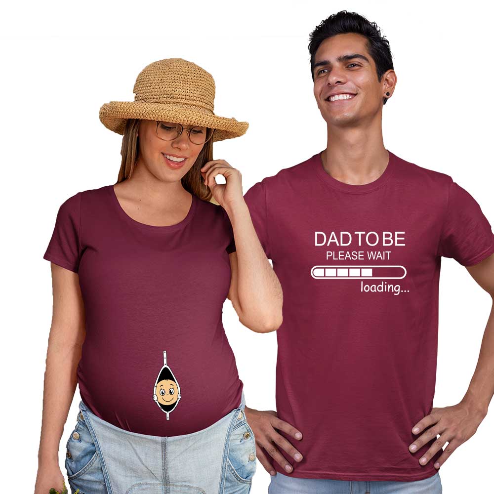 Peek-a-Boo Dad Loading Maternity Couple Tshirts