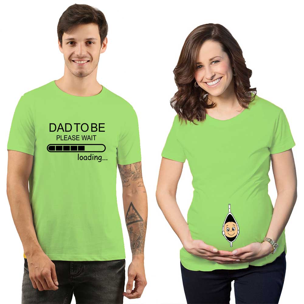 Peek-a-Boo Dad Loading Maternity Couple Tshirts