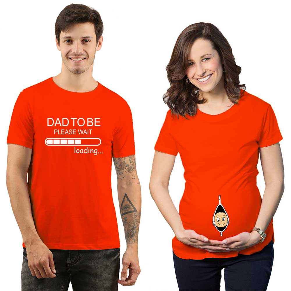 Peek-a-Boo Dad Loading Maternity Couple Tshirts