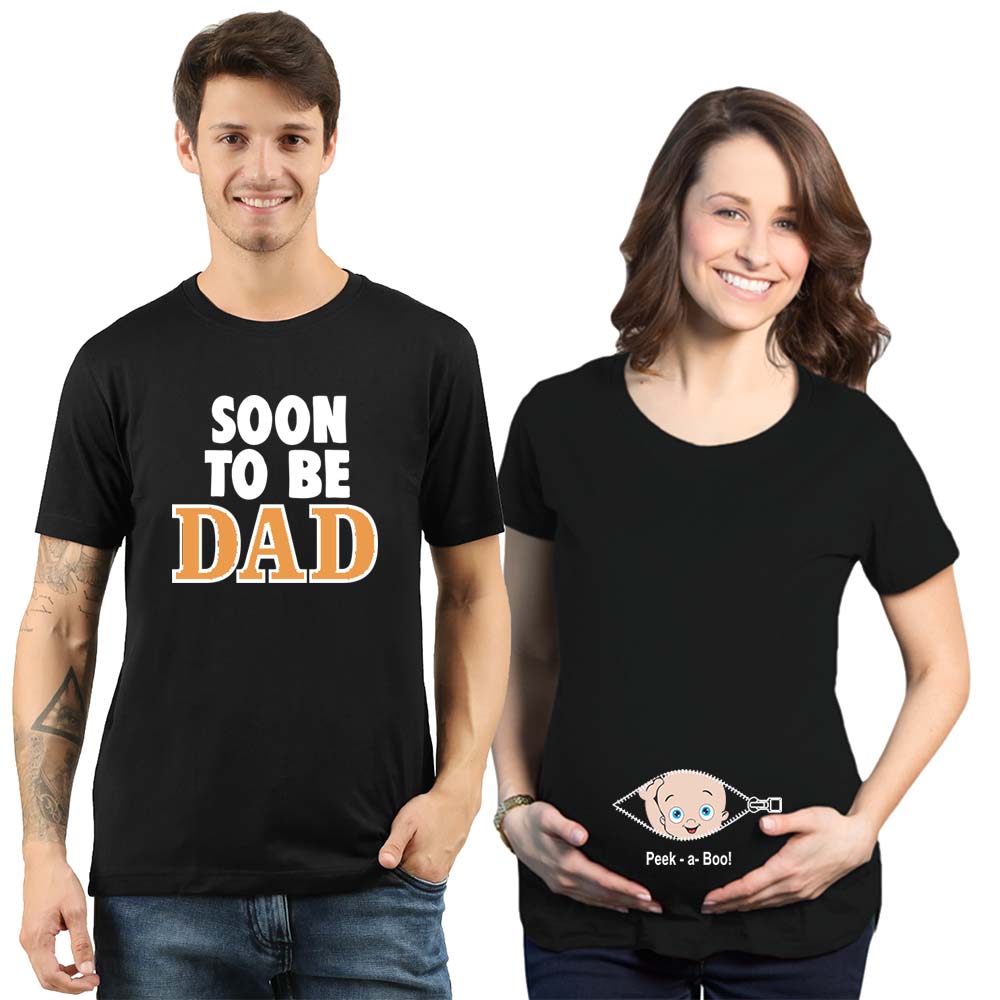 Peek-a-Boo Baby Soon to be dad Couple Tshirts