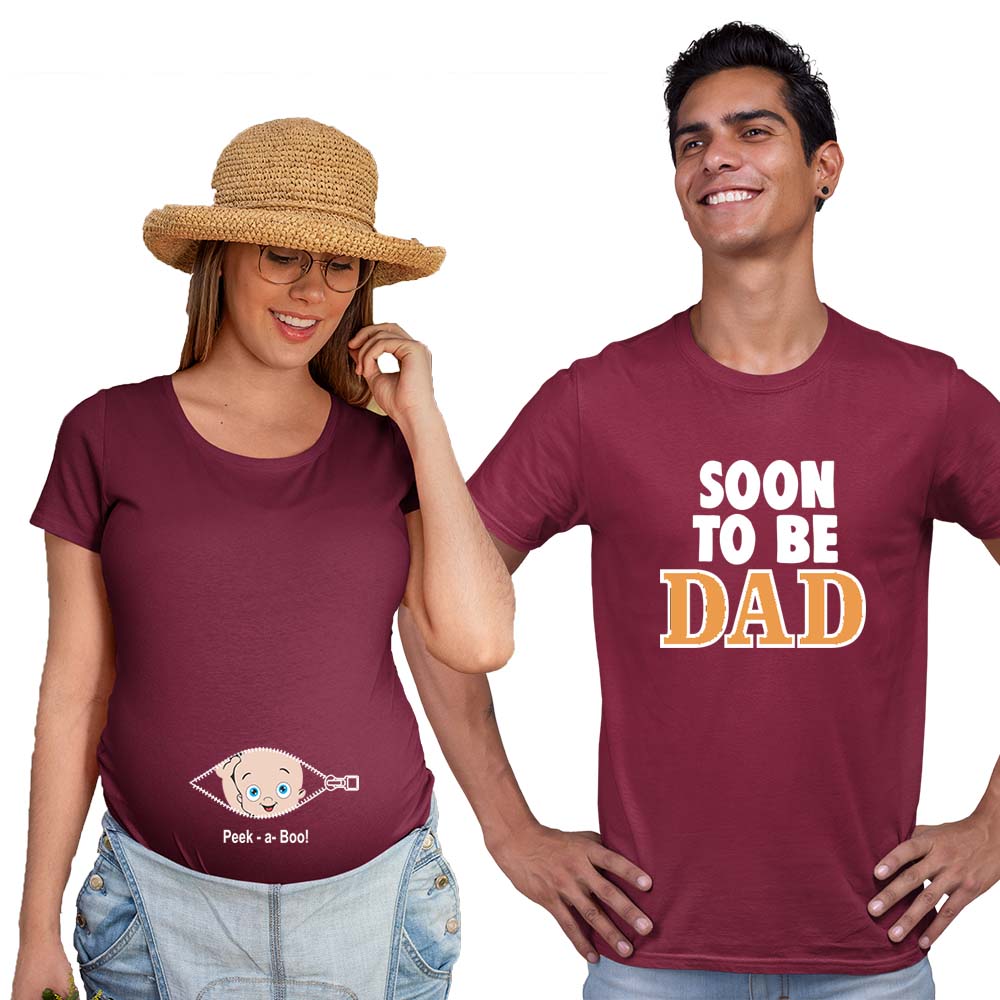 Peek-a-Boo Baby Soon to be dad Couple Tshirts