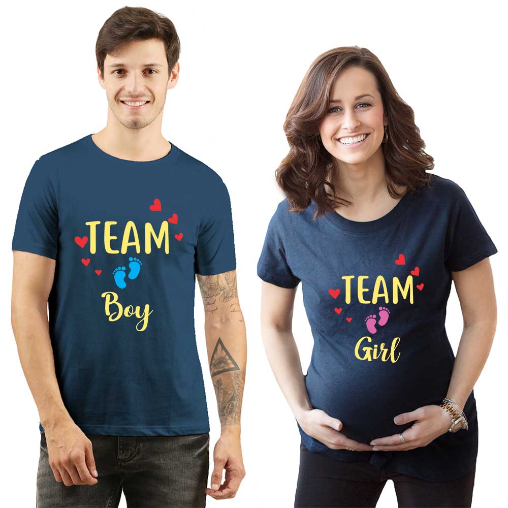 Team Boy & Team Girl Maternity Couple Tshirts