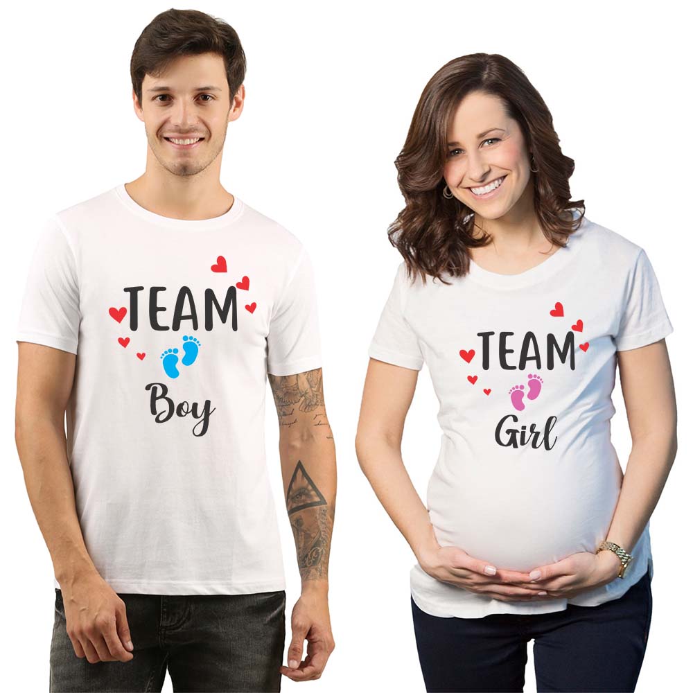 Team Boy & Team Girl Maternity Couple Tshirts